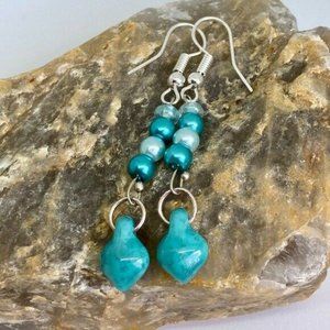 Picasso Teal Teardrop Earrings